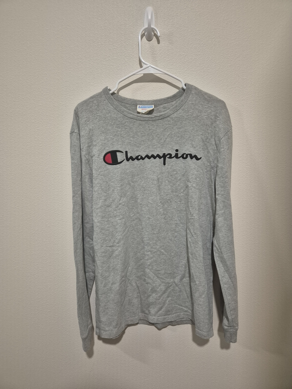 Champion Gray Long Sleeve Logo Tee